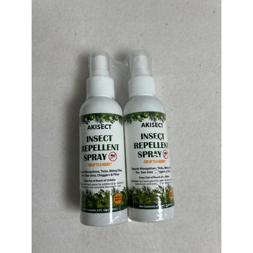 Natural‎ Plant Based Akisect 4oz White 2 Pack Insect Repellent Spray DEET Free